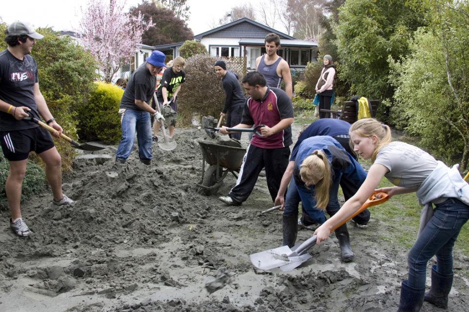 Volunteers at Christchurch earthquake