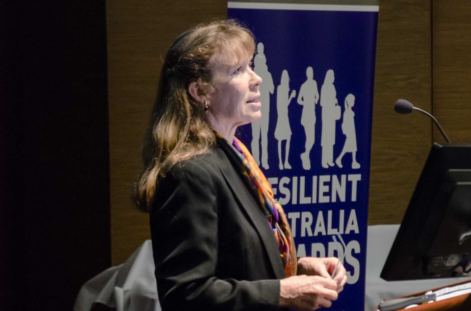 Rachel Westcott presenting at the Australasian Natural Hazards Management conference