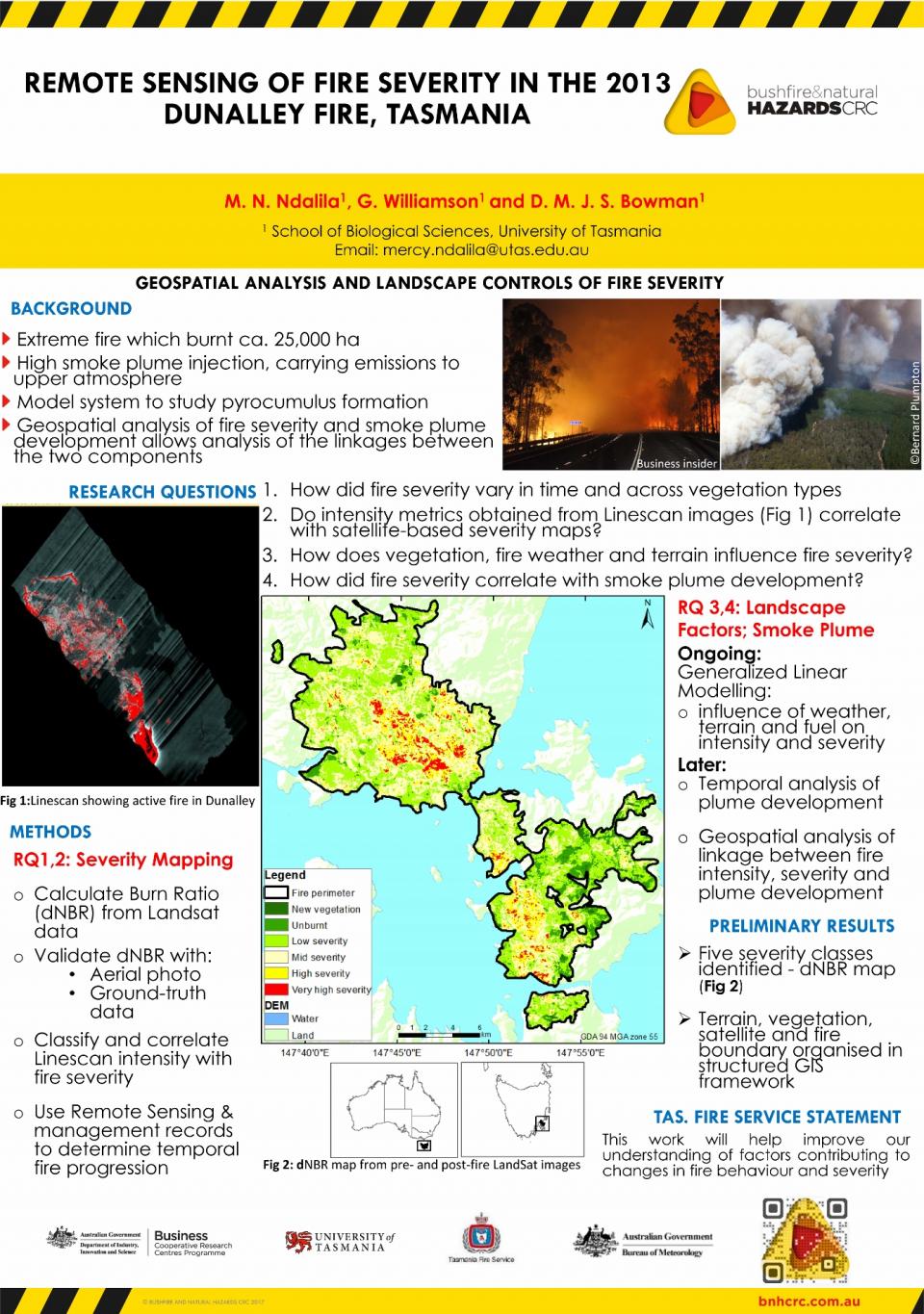 Remote sensing of fire severity in the 2013 Dunalley fire, Tasmania