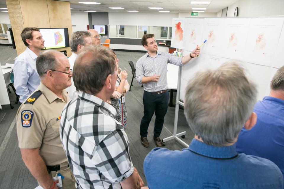 Researcher Graeme Riddell shows SA end-users aspects of the decision support system. Photo Tim Allan
