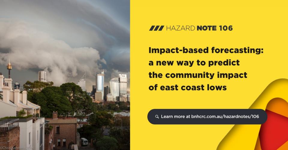 Hazard Note 106 - Impact-based forecasting: a new way to predict the community impact of east coast lows