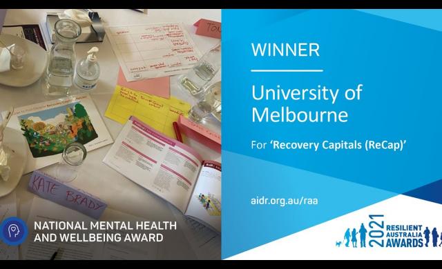 2021 Resilient Australia National Mental Health and Wellbeing Award Winner | Recovery Capitals