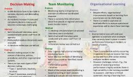 Decision Making, Team Monitoring and Organisational Learning